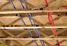 The Plumbing & Electric Pit Station in our central Illinois Modular Home Building Facility.